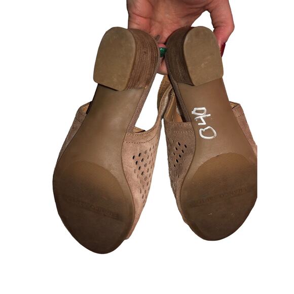 Franco Sarto Suede Leather Wedge Sandals Perforated Taupe‎ Ankle Strap - Picture 8 of 8